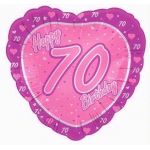 70th Birthday Pink 18 Inch Foil Balloon