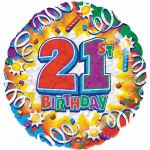 Happy 21st Birthday 18 Inch Foil Balloon