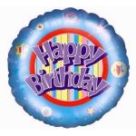 Birthday Stripes 18 Inch Foil Balloon
