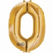 Gold Number  0 Jumbo Foil Balloon