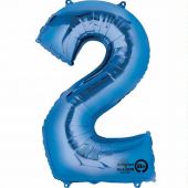 Blue Number 2 Jumbo Foil Balloon