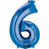 Blue Number 6 Jumbo Foil Balloon