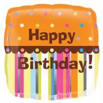 Birthday Stripes & Dots 18 Inch Foil Balloon