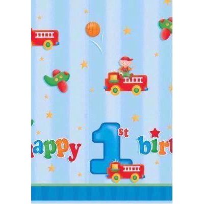 Fun At 1 Boys Plastic Tablecover
