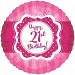 Perfectly Pink Happy 21st Birthday 18 Inch Foil Bal