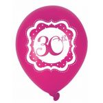  Perfectly Pink 30th Birthday 10 Inch Balloons (pack&nbsp;quantity&nbsp;6) 