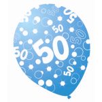  Sparkle Blue 12 Inch 50th Balloons (pack&nbsp;quantity&nbsp;6) 