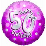 Sparkle Pink 50th 18 Inch Foil Balloon