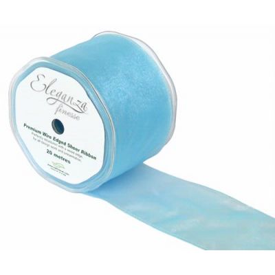 Wired Ribbon 70mmx20m Light Blue