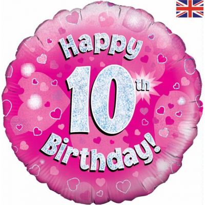 Happy 10th Birthday Pink 18 Inch Foil