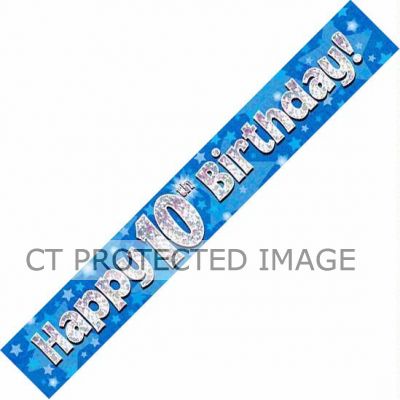 9ft Blue Holo. 10th Birthday Banner
