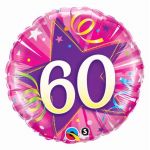 60th Birthday Pink 18 Inch Foil Balloon