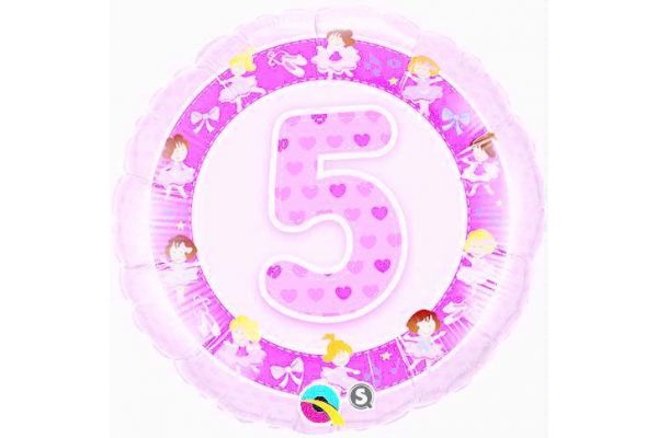 5th Birthday Ballerinas 18 Inch Foil