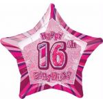 Pink Glitz 16th 20 Inch Foil Balloon