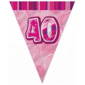 Pink Glitz 40th 12ft Flag Banner