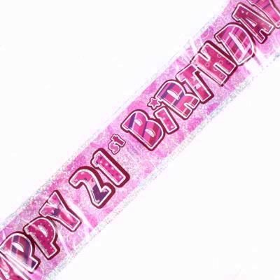 Pink Glitz 21st Foil Banner