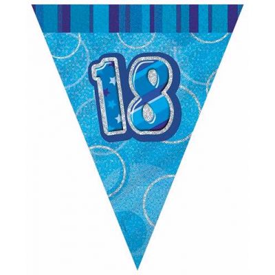 Blue Glitz 18th 12ft Flag Banner