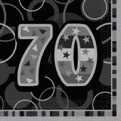  Black Glitz 70th 33cm Napkins (pack&nbsp;quantity&nbsp;16) 