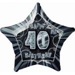 Black Glitz 40th 20 Inch Foil Balloon