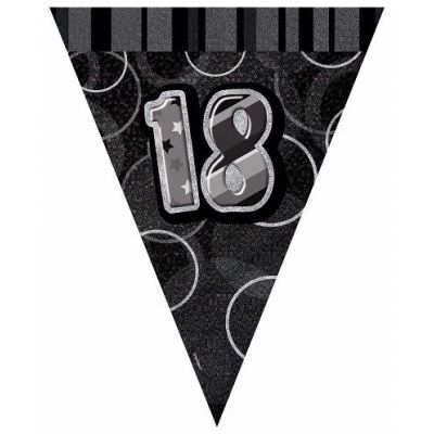 Black Glitz 18th 12ft Flag Banner