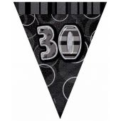 Black Glitz 30th 12ft Flag Banner