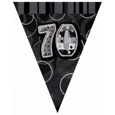 Black Glitz 70th 12ft Flag Banner