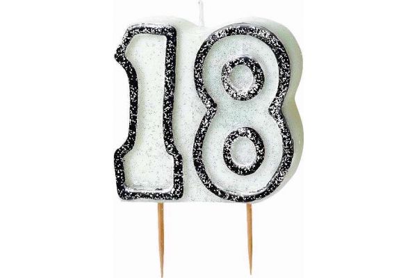 Black Glitz 18th Birthday Candle