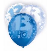  12 Inch Blue Glitz 13th Balloons (pack&nbsp;quantity&nbsp;6) 