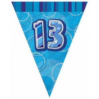 12ft Blue Glitz 13th Flag Banner