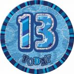6 Inch Blue Glitz 13th Badge