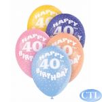  12 Inch Age 40 Superprint Balloons (pack&nbsp;quantity&nbsp;5) 