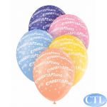  12 Inch Congratulations Superprint Balloons (pack&nbsp;quantity&nbsp;5) 