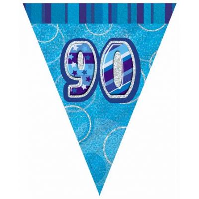 Blue Glitz 90th Flag Banner