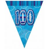 Blue Glitz 100th Flag Banner