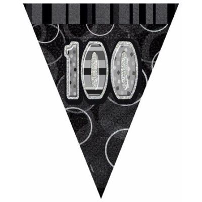 Black Glitz 100th Flag Banner