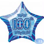 Blue Glitz 100th 18 Inch Foil Balloon