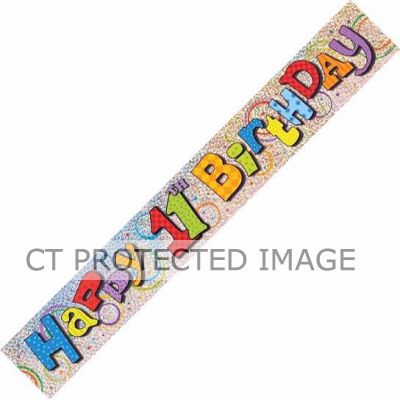 12ft 11th Birthday Prismatic Banner