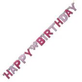 Glitz Happy Birthday Pink Jointed Banner