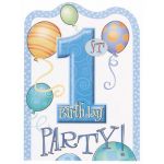  First Birthday Blue Invitations (pack&nbsp;quantity&nbsp;8) 