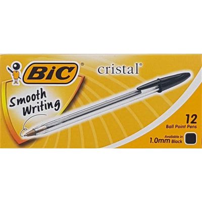 1.0mm Black Bic Ball Point Pen  12s
