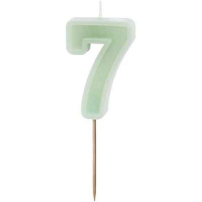 6cm Pastel Green Number 7 Candle