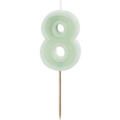 6cm Pastel Green Number 8 Candle