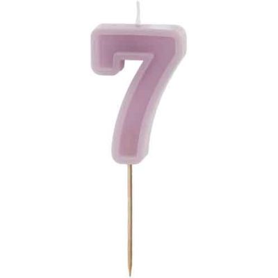 6cm Pastel Purple Number 7 Candle