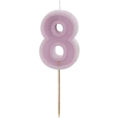 6cm Pastel Purple Number 8 Candle