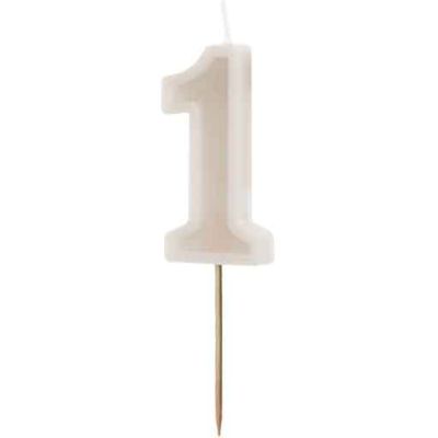 6cm Pastel Beige Number 1 Candle