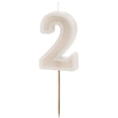 6cm Pastel Beige Number 2 Candle