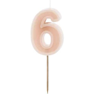 6cm Pastel Light Pink Number 6 Candle