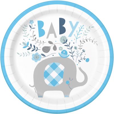 9 Inch Blue Elephant Plates (pack quantity 8)