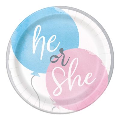 7 Inch Gender Reveal Plates (pack quantity 8)