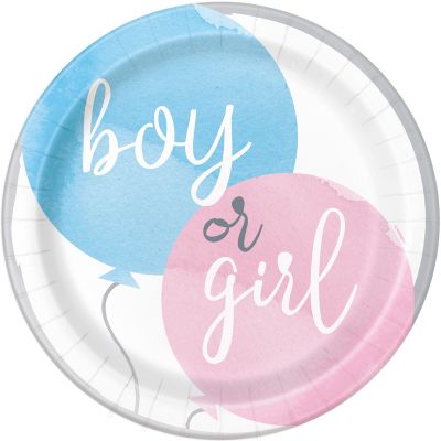 9 Inch Gender Reveal Plates (pack quantity 8)